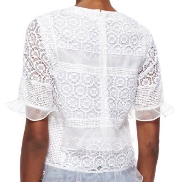 Rebecca Taylor White Layered Effect Lace Combo Top - Size 6 - Picture 3 of 15